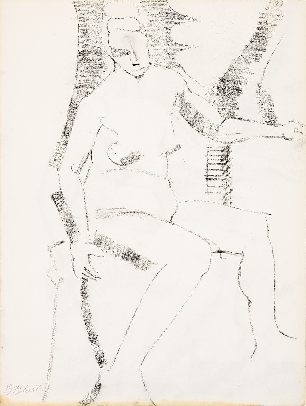 ROBERT BLACKBURN (1920 - 2003) Seated Nude.